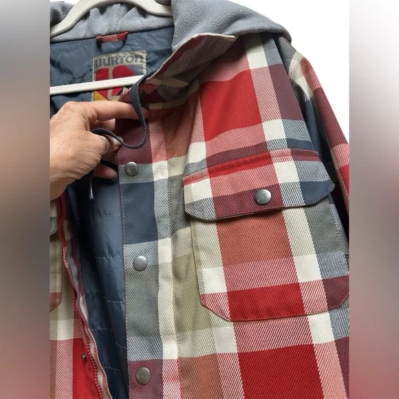 Burton Snowboard Multicolor Plaid Jacket with Hood - Picture 3 of 9